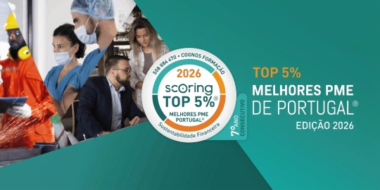 Cognos Formação distinguida pelo 7.º ano consecutivo com o prémio Scoring TOP 5% Melhores PME de Portugal 2026